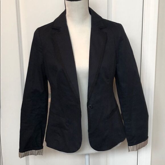 American Eagle navy blazer with black trim size M - Picture 5 of 7